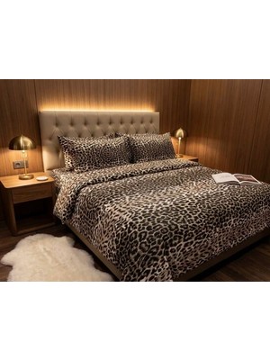 More Home Tek  Kişilik Yorgan Kılıfı + Yastık Kılıfı   (Çarşafsız) Leopar
