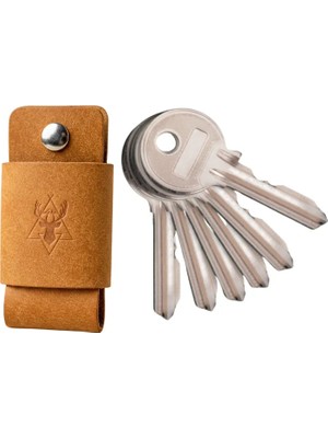 Oh Deer Leather Hakiki Deri Anahtarlık – Minimal Anahtar Organizer – Kompakt Cep Anahtarlığı – Dikişsiz Tasarım – Camel