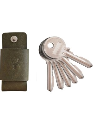Oh Deer Leather Hakiki Deri Anahtar Organizer - Anahtarlık - Haki