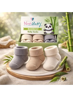 Novibaby 3'Lü Bambu Yenidoğan Bebek Çorap Uncle