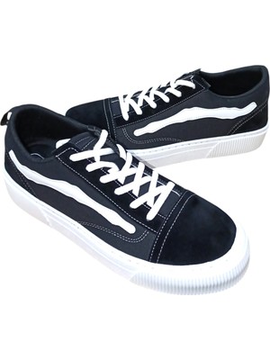 Noka Vespa Erkek Denim Keten Sneaker Ayakkabı Siyah