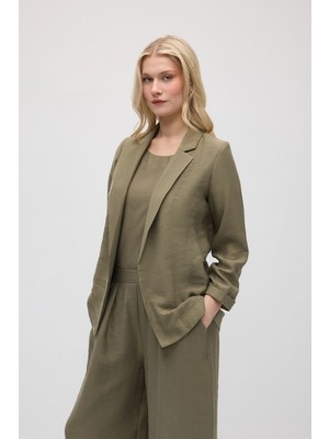 Gusto Rahat Kesim Tencel Ceket - Haki