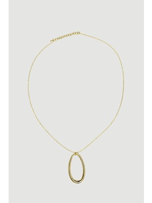 Gusto Oval Aksesuarlı Metal Kolye - Gold