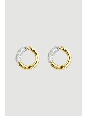 Gusto Zirkon Taşlı Halka Küpe - Gold