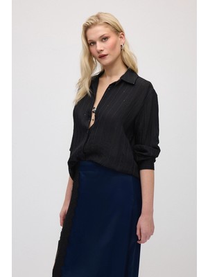 Gusto Rahat Kesim Modal Gömlek - Siyah