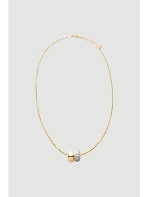 Gusto Zincir Ucu Halka Zirkon Kolye - Gold