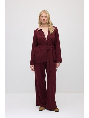 Gusto Bol Paça Tencel Pantolon - Bordo