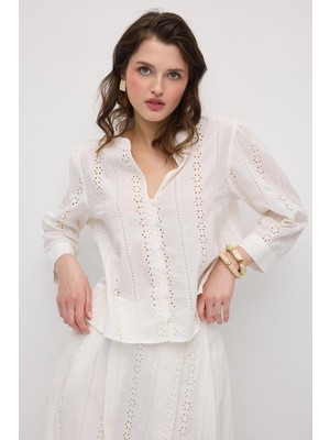 Gusto Brode Pamuk Gömlek - Beyaz