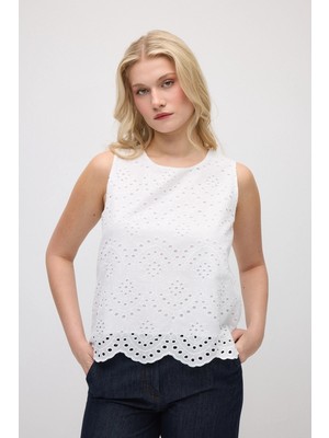 Gusto Brode Pamuk Atlet Bluz - Beyaz