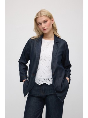 Gusto Tencel Denim Rahat Kesim Ceket - Lacivert