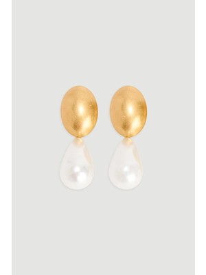 Gusto Gold Detaylı Inci Küpe - Gold