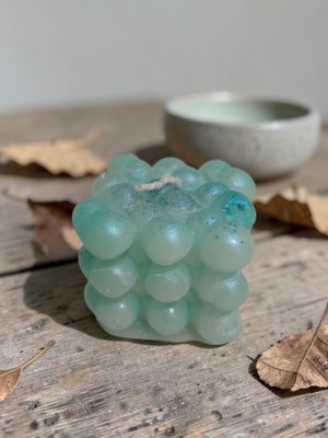 Doğal (Modern): Turkuaz Işıltılı Bubble Mum - El Yapımı Dekoratif Baloncuk Mum