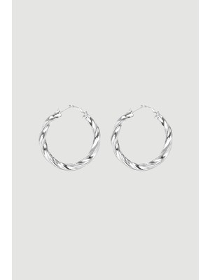 Gusto Kıvrımlı Halka Küpe - Gümüş