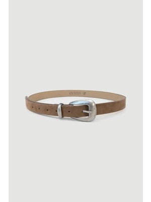 Gusto Antik Kaplamalı Suni Süet Kemer - Kahverengi