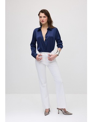 Gusto Sihirli Flare Pantolon - Beyaz