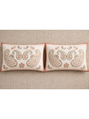 Faralya Life Şal Desenli 2 Li Dekoratif Kırlent Kılıfı  Bohem Modern Koltuk Yastık Kılıfı