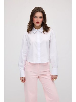 Gusto Kısa Poplin Gömlek - Beyaz