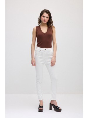 Gusto Slim Denim Pantolon - Beyaz
