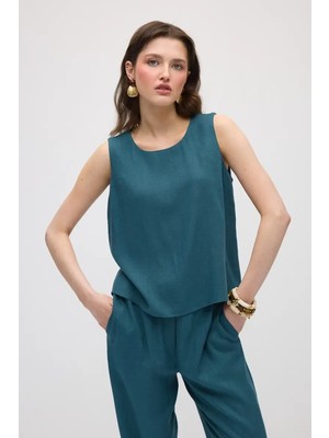 Gusto Keten Atlet Bluz - Yeşil