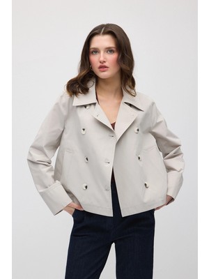 Gusto Kruvaze Kesim Koton Trençkot - Taş