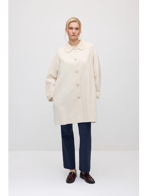 Gusto Bebe Yakalı Viskon Koton Kaftan - Ekru