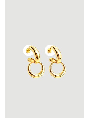 Gusto Kıvrımlı Halka Küpe - Gold