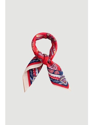 Gusto Desenli Pamuk Fular - Kırmızı
