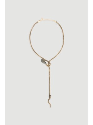 Gusto Zincir Yılan Kolye - Gold
