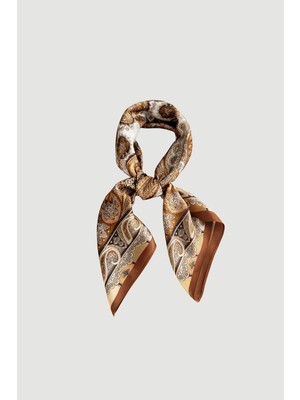 Gusto Etnik Desenli Büyük Fular - Vizon