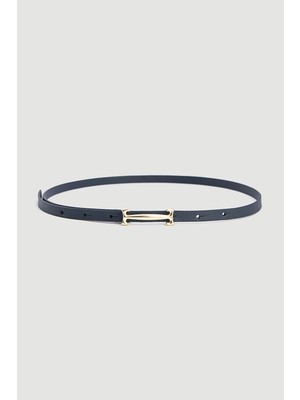 Gusto Kilit Tokalı Ince Suni Deri Kemer - Lacivert