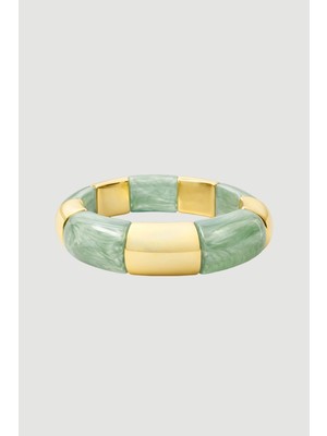 Gusto Gold Detaylı Boncuklu Lastikli Bileklik - Mavi