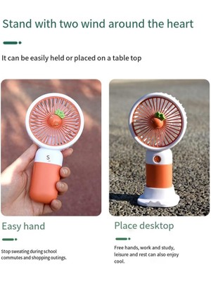 Wanderlust Masaüstü Taşınabilir Telefon Stantlı Mini El Fanı | 3 Kademeli Güçlü Serinletici Fan