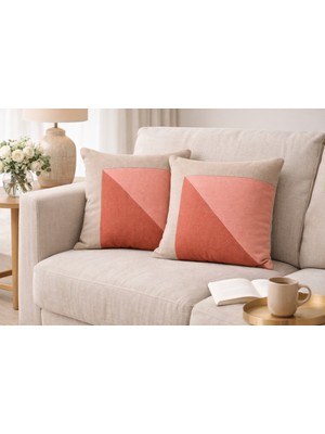 Faralya Life %70 Pamuk %30 Polyester Parçalı 2 Li Kırlent Kılıfı 45X45 cm –  Dekoratif Koltuk Yastık Kılıfı Modern Salon Dekoru