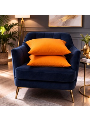 Faralya Life %100 Polyester Düz Turuncu 2 Li Kırlent Kılıfı 45X45 cm –  Dekoratif Koltuk Yastık Kılıfı Modern Salon Dekoru