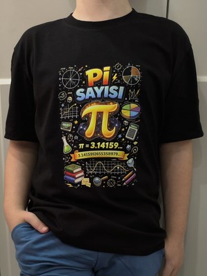 Pidal Giyim Pi Günü Temalı Pi Sayısı Baskılı Yumuşak Dokulu Pamuklu Kısa Kollu Unisex Çocuk Tişörtü
