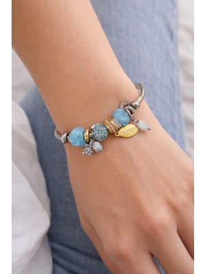 JKmons Mavi Kristal Taşlı Charm Bileklik –