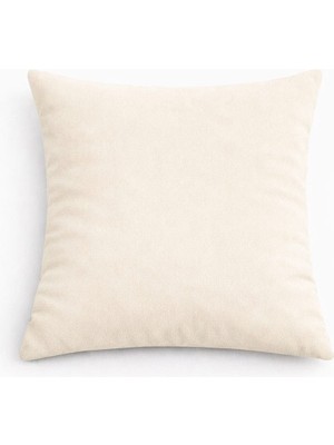 Perdeyap Kadife Dokulu Krem Kırlent Yastık Kılıfı ( 1 Adet )