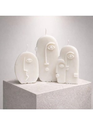 Yasemin Kokulu Üçlü Soyut Yüz El Yapımı Bitkisel Bazlı Soya Mumu Seti