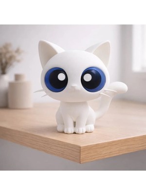 Beyaz Tatlı Kedicik Masaüstü Süsü