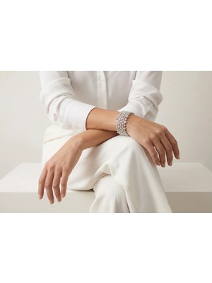 Frequency | 925 Ayar Gümüş Geniş Ağ (Mesh) Formlu Statement Bileklik