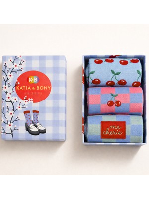 Katia & Bony Kadın 3'lü Kiraz Desenli Kutulu Soket Çorap