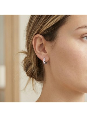 Bloom | 925 Ayar Gümüş Pembe Taşlı Küçük Halka Küpe