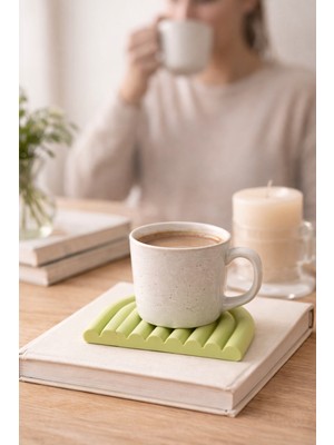 Bit Byte Brick Wave Dekoratif Bardak Altlığı - Hardal Yeşili