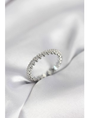 Marsilyan Gümüş Renk Sıralı Zirkon Taşlı Model Kadın Yüzük - TJ-BYK4059