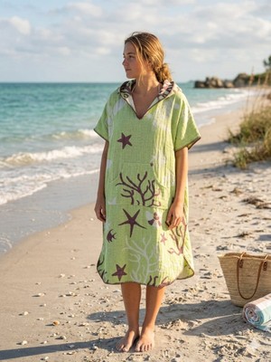 Trend Nexus 3 Katlı Müslin Jakarlı Pamukkumaş Oversize Yetişkin Panço