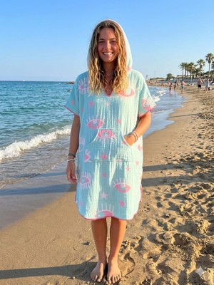 Trend Nexus 3 Katlı Müslin Jakarlı Pamukkumaş Oversize Yetişkin Panço