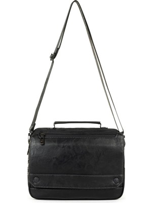 Necati Çanta Çok Gözlü Kapaklı Omuz Askılı El & Omuz Çantası Siyah