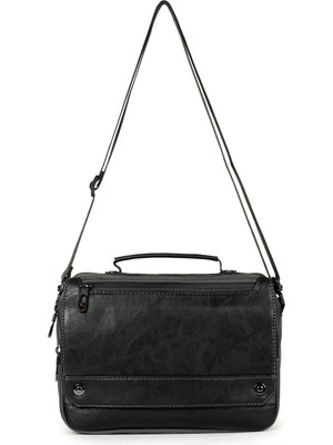 Necati Çanta Çok Gözlü Kapaklı Omuz Askılı El & Omuz Çantası Gri