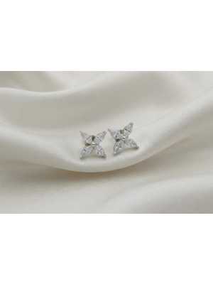 Aster | 925 Ayar Gümüş Markiz Kesim Minimal Çiçek & Yıldız Küpe (Stud)
