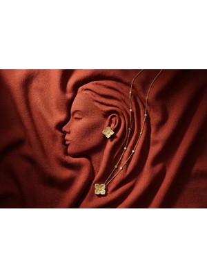 Dune | 925 Ayar Gümüş Çizgisel Dokulu Organik Formlu Set (Kolye ve Küpe)